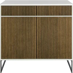 Line Burned Walnut Skänk, Vit/Krom