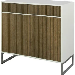 Line Burned Walnut Skänk, Vit/Krom