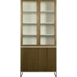 Englesson Skåp & Vitrinskåp-Line Burned Walnut Vitrinskåp, Vit / Svart