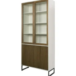 Englesson Skåp & Vitrinskåp-Line Burned Walnut Vitrinskåp, Vit / Svart