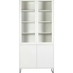 Englesson Skåp & Vitrinskåp-Line Burned Walnut Vitrinskåp, Vit / Svart