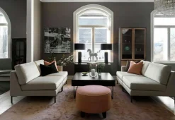 Line Burned Walnut Vitrinskåp, Vit