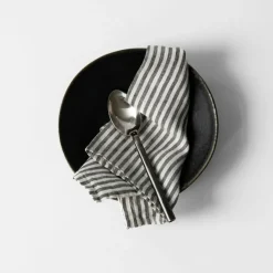 Linen Servett 45x45 cm, Grå / Vit