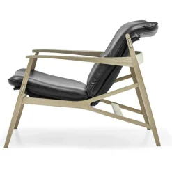 Link Fåtölj, Vitoljad Ek / Svart Läder Elmotique VII