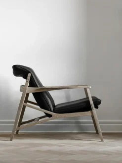 Link Fåtölj, Vitoljad Ek / Svart Läder Elmotique VII