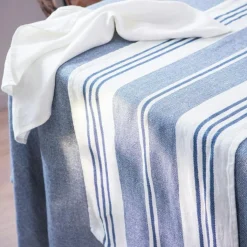 Linåker Löpare 44x140 cm, Off-white / Marine