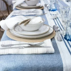 Linåker Löpare 44x140 cm, Off-white / Marine