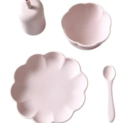 Barn Jack o Juno Barnserviser|Barntallrikar-Little Poppy Barnservis 4 Delar, Ljusrosa