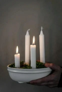 ERNST Kandelabrar|Ljuslyktor-Ljushållare 6x22 cm, White Glaze