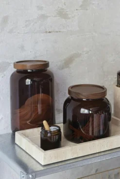 Mette Ditmer Förvaringsburkar & Lock-Luna Glasburk Med Lock 13 cm, Brun