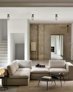 Ethnicraft Modulsoffor-Mellow Soffa Avslut Höger / Vänster Avtagbar Klädsel, Ivory