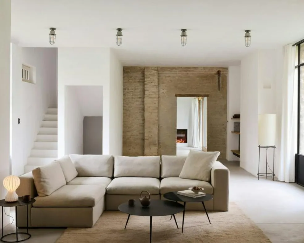 Mellow Soffa Hörndel Avtagbar Klädsel, Ivory