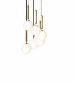 Miira 6 Ljuskrona 350 mm, Mässing / Opal