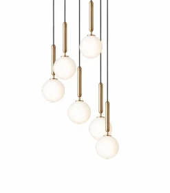 Miira 6 Ljuskrona 350 mm, Mässing / Opal