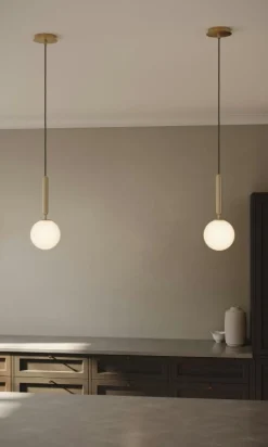 Nuura Fönsterlampor|Pendellampor-Miira 1 Pendel 140 mm, Mässing / Klar