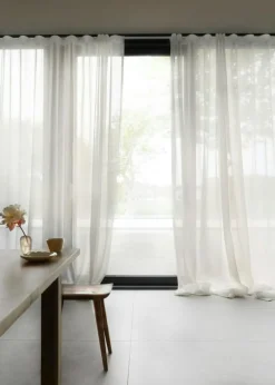 Mimou Gardinlängder-Mimmi Gardin Återvunnet Tyg Enkel Bredd, Naturvit, 140x250 cm