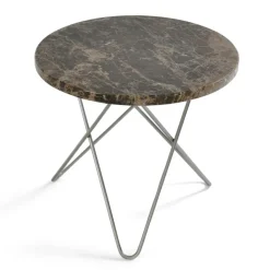 OX Denmarq Sidobord & Avlastningsbord-Mini O Table Sidobord Ø40 cm, Stål/Grå marmor