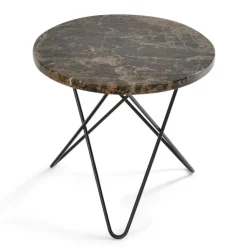 OX Denmarq Sidobord & Avlastningsbord|Soffbord-Mini O Table Sidobord Ø40 cm, Svart/Grå Marmor