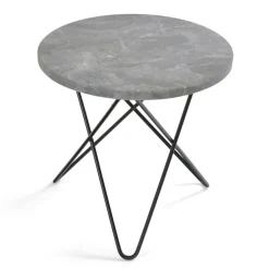 OX Denmarq Sidobord & Avlastningsbord|Soffbord-Mini O Table Sidobord Ø40 cm, Svart/Grå Marmor