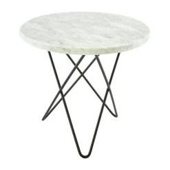 OX Denmarq Sidobord & Avlastningsbord|Soffbord-Mini O Table Sidobord Ø40 cm, Svart/Grå Marmor