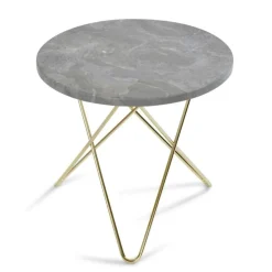 Mini O Table Sidobord Ø40 cm, Mässing/Grå marmor
