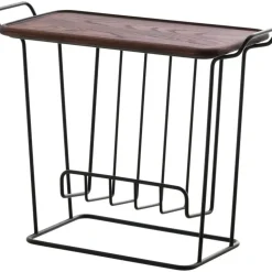 Maze Brickbord|Sidobord & Avlastningsbord-Minnie Mae Wood Brickbord, /Mörkbetsad Ask