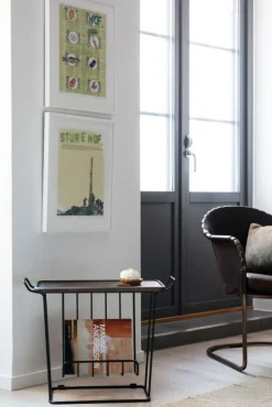 Maze Brickbord|Sidobord & Avlastningsbord-Minnie Mae Wood Brickbord, /Mörkbetsad Ask