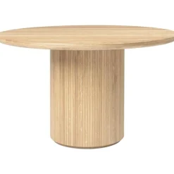 GUBI Matbord Och Barbord-Moon Matbord Runt Ø150 H73, Massiv Såpad Ek