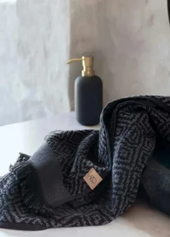 Mette Ditmer Handdukar & Badlakan-Morocco Handduk 35x60 cm 2-pack, Svart / Grå