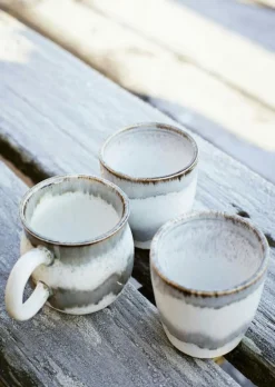 Madam Stoltz Tekoppar|Kaffekoppar-Mugg Med Öra Ø8 cm, Grå / Vit