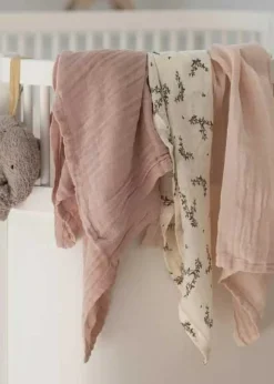 Muslin Babyfilt 3-pack, Blue Olive