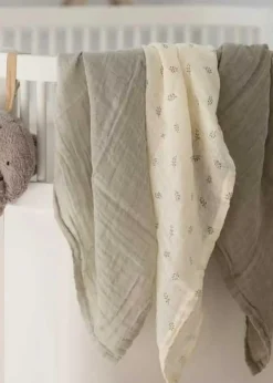 Muslin Babyfilt 3-pack, Blue Olive