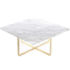 OX Denmarq Soffbord-Ninety Soffbord 80 cm, Mässingsunderrede, Grön Marmor