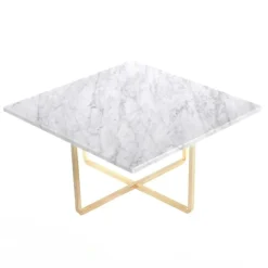 OX Denmarq Soffbord-Ninety Soffbord 60 cm, Mässingsunderrede, Grön Marmor