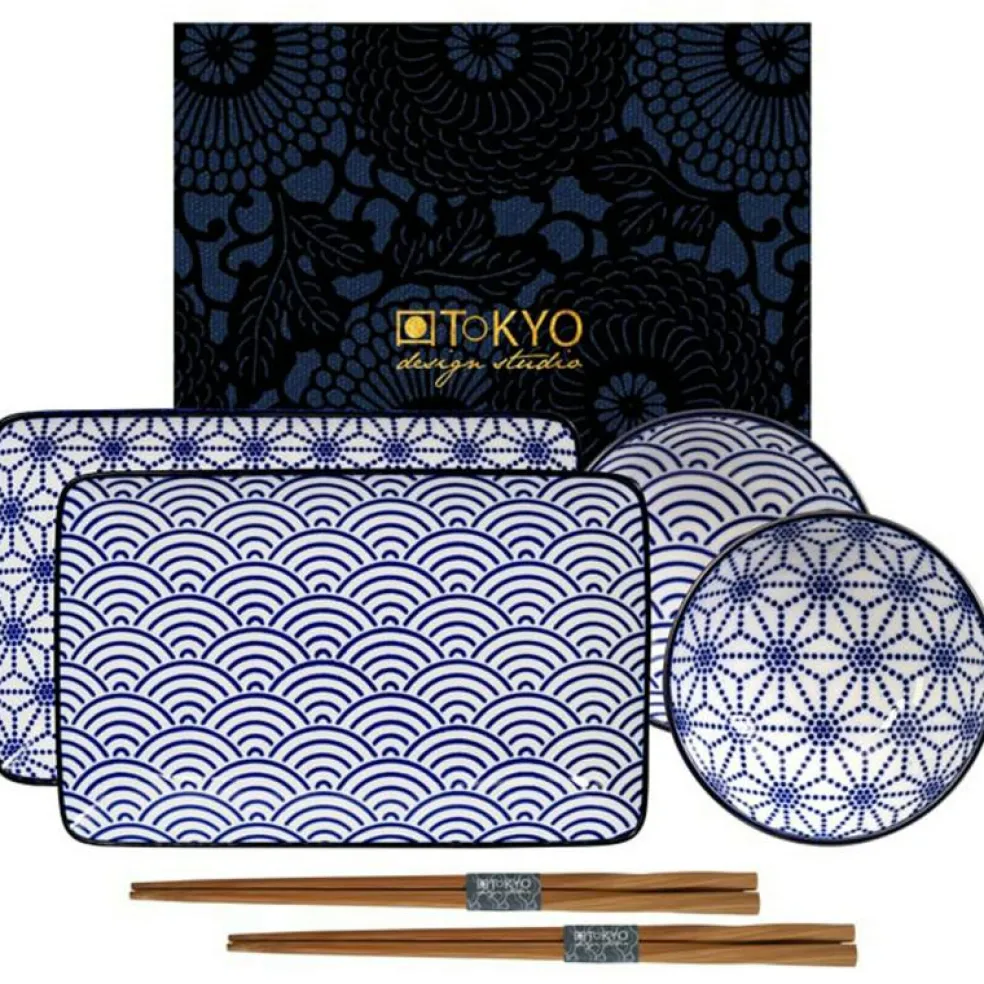 Nippon Blue Sushi Set 6 Delar, Wave/Star