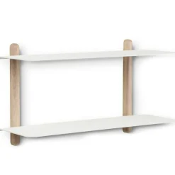 Nivo Large F Vägghylla, Vit / Ek