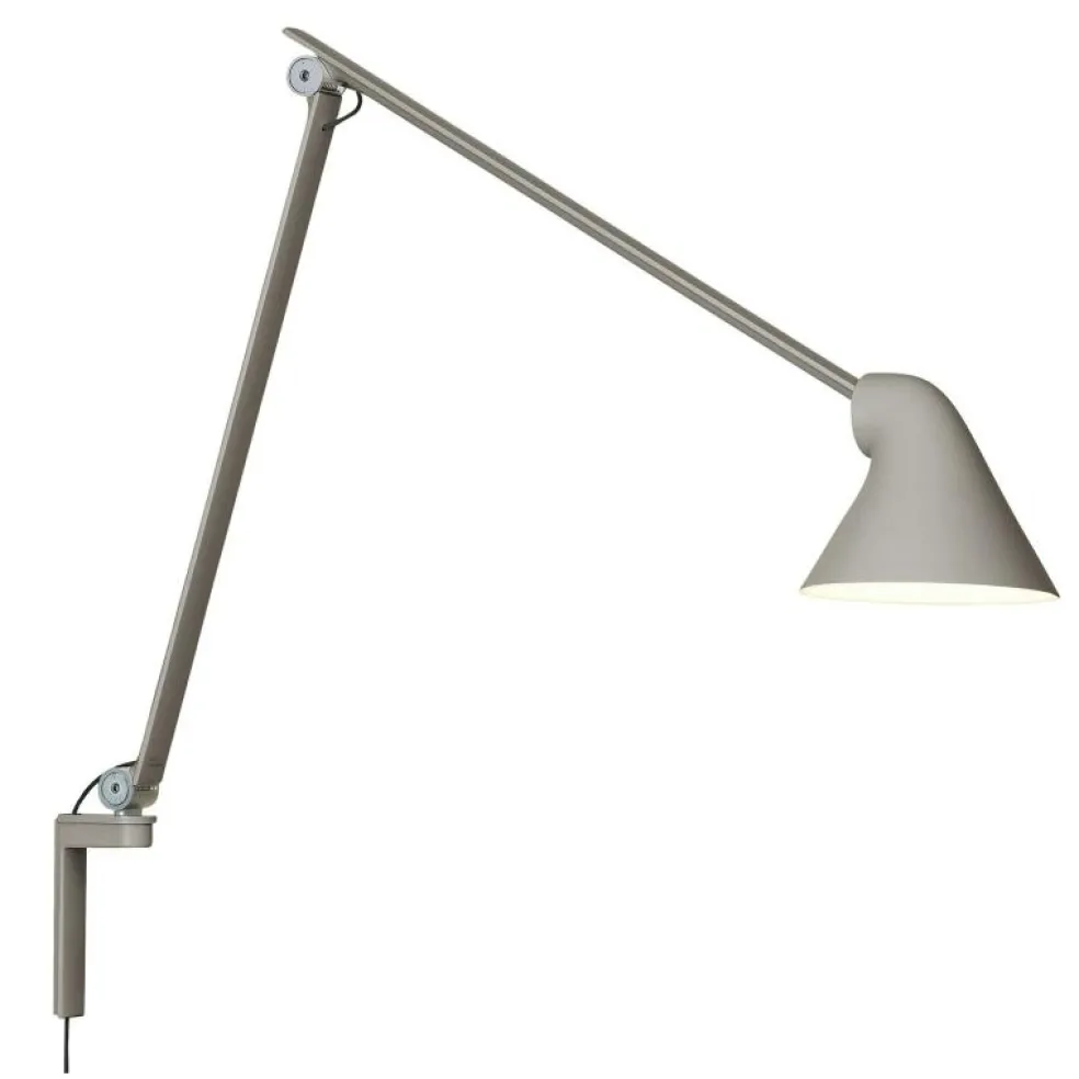 NJP Vägglampa Lång Arm, Ljusgrå