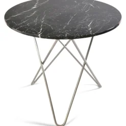 O Dining Table Matbord Ø100 cm, Stål/Svart marmor