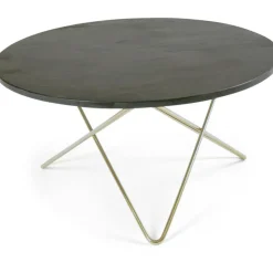 OX Denmarq Soffbord-O Table Soffbord Ø80 cm, Mässing/Rustik skiffer