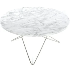 OX Denmarq Soffbord-O Table Soffbord Ø80 cm, Stål/Vit matt marmor