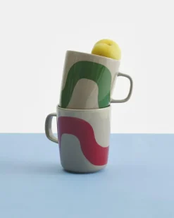 Oiva/Seireeni Kaffekoppar 25 cl 2-pack, Mörkblå/Terra / Mint