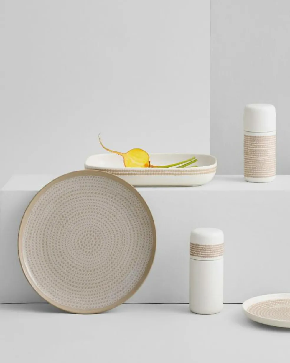 Oiva/Siirtolapuutarha Tallrik 25 cm, Terra / Vit