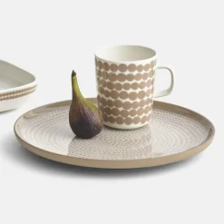 Oiva/Siirtolapuutarha Tallrik 25 cm, Terra / Vit