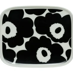 Oiva/Unikko Tallrik 12x15 cm, Vit / Askgrå / Dark Cherry