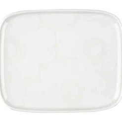 Oiva/Unikko Tallrik 12x15 cm, Vit / Askgrå / Dark Cherry