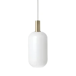 Ferm Living Pendellampor-Opal Tall Pendel Låg, Vit/Mässing