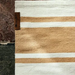 Lexington Bomulls- & Trasmattor-Organic Striped Cotton Matta 80x220 cm, Beige