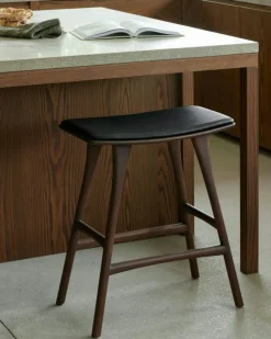 Ethnicraft Barstolar & Barpallar-Osso Barstol, Teak / Brunt Läder