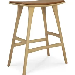 Ethnicraft Barstolar & Barpallar-Osso Barstol, Teak / Brunt Läder