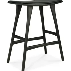 Ethnicraft Barstolar & Barpallar-Osso Barstol, Teak / Brunt Läder